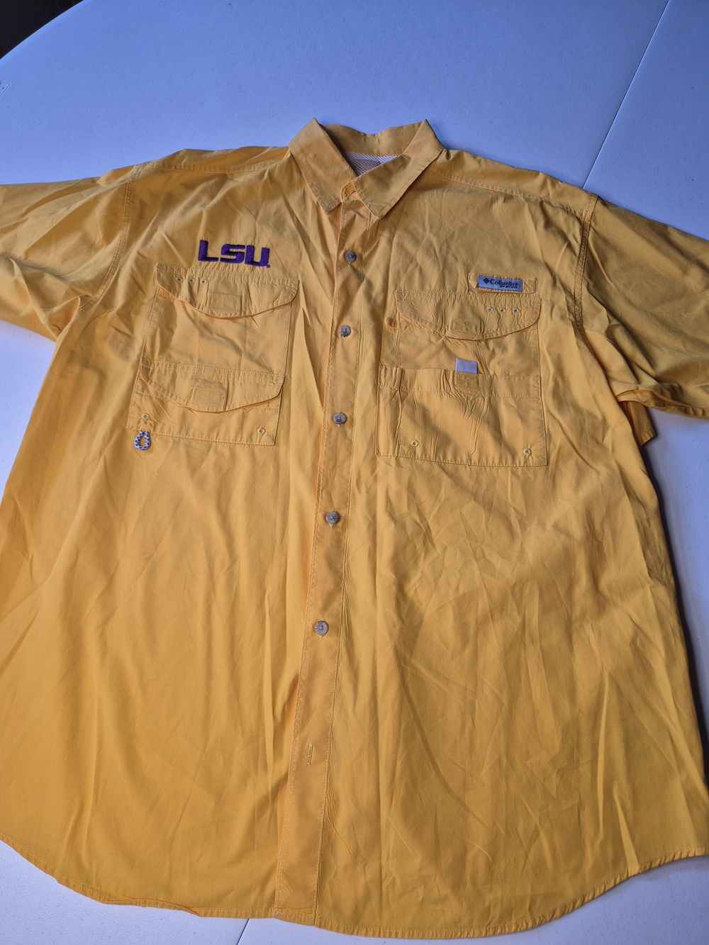 Columbia LSU Men’s Short-Sleeve Performance Fishing Shirt - Gold